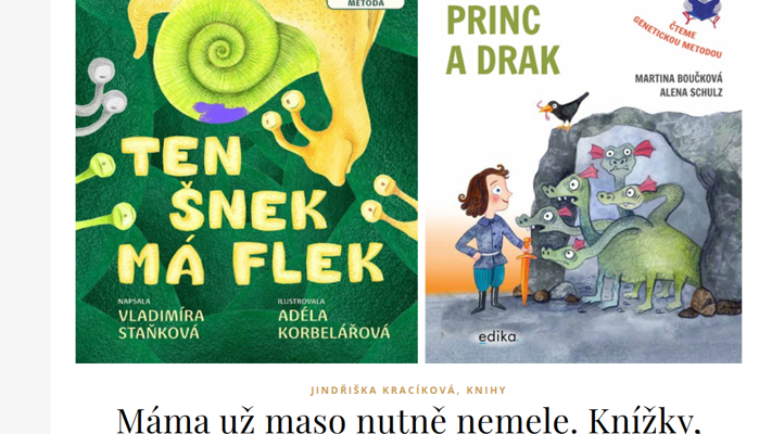 Superrodina.cz, Jindřiška Kracíková: Máma už maso nutně nemele. Knížky, které prvňáčkům pomáhají ve čtení